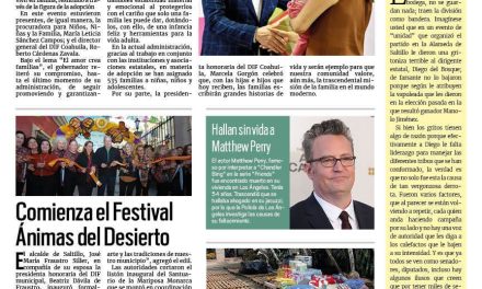 Portada RCG Media [29 de octubre de 2023] Celebra Coahuila derecho a vivir en familia; Inicia el Festival Ánimas del Desierto y más…