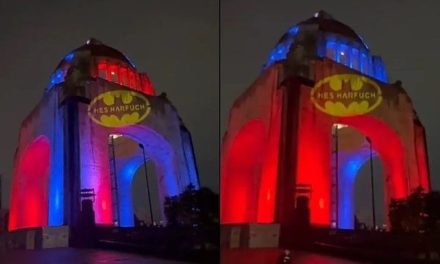 Proyectan la ‘Harfuchseñal’ en el Monumento a la Revolución de la CDMX