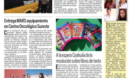 Portada RCG Centro [ 04 de noviembre de 2023] Vigila Ayuntamiento de Monclova servicios de transporte escolar; van con mano dura contra quintas sin permisos y más…
