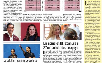 Portada RCG Fronteriza [06 de noviembre de 2023] Luis Fernando y Cecilia encabezan encuesta de Morena al Senado: Mitofsky; realizan décima carrera Lalo Moreira y más…