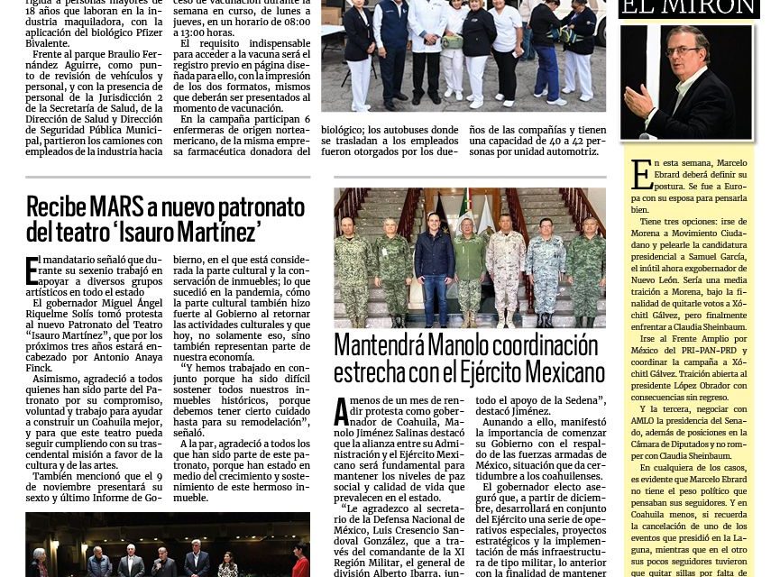Portada RCG Fronteriza [7 de noviembre de 2023] Da inicio campaña de vacunación transfronteriza; Garantizan seguridad en El Buen Fin en Acuña y más…