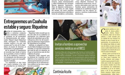 Portada RCG Fronteriza [12 de noviembre de 2023] Prepara Manolo un proyecto navideño para todas las regiones; atienden a 25 personas al día por violencia familiar y más…