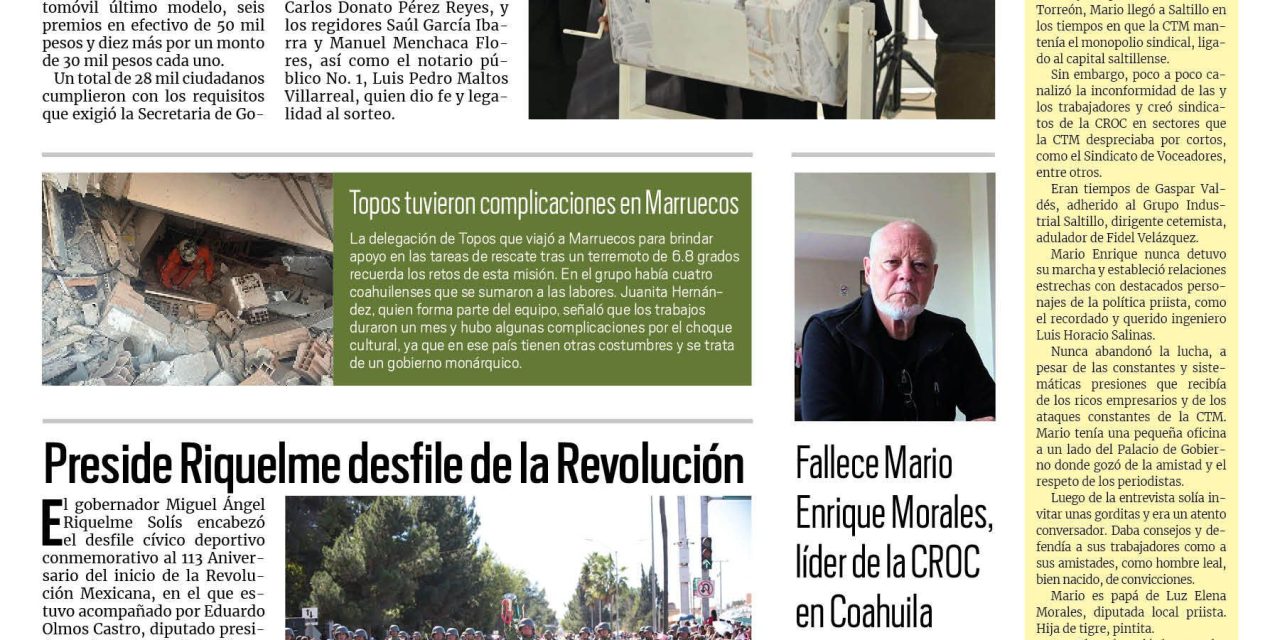 Portada RCG Fronteriza [21 de noviembre de 2023] Rifa Acuña un millón de pesos en premios a ciudadanos cumplidos; Disminuyen delitos gracias a trabajo en conjunto y más…