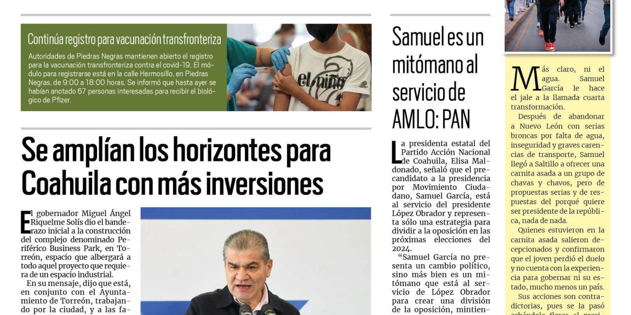 Portada RCG Fronteriza [22 de noviembre de 2023] Aumenta el turismo médico con arribo de especialistas; incrementa el número de atención a personas con diabetes y más…