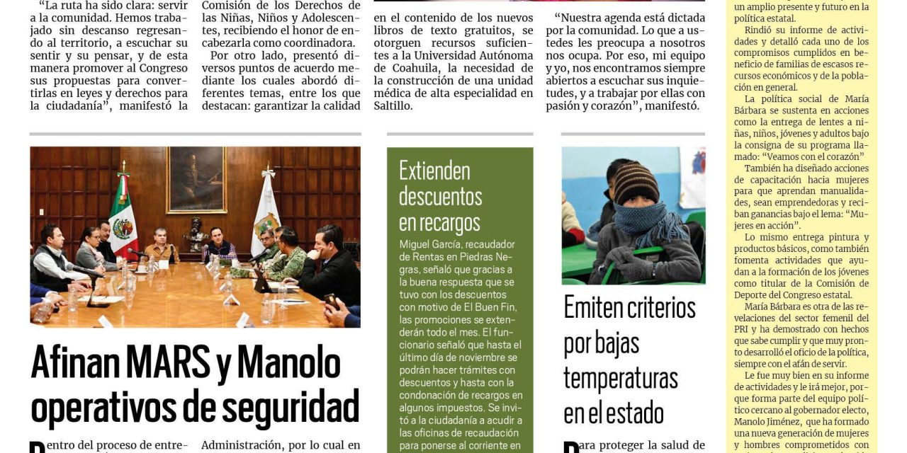 Portada RCG Fronteriza [23 de noviembre de 2023] Presenta María Bárbara Cepeda informe legislativo y de gestión; invierte Repuve 50 mdp en obras de pavimentación y más…