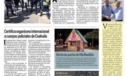 Portada RCG Lagunera [18 de noviembre de 2023] Torreón envía segundo cargamento a damnificados por Otis; Dejarán de forma permanente operativo de seguridad y más…