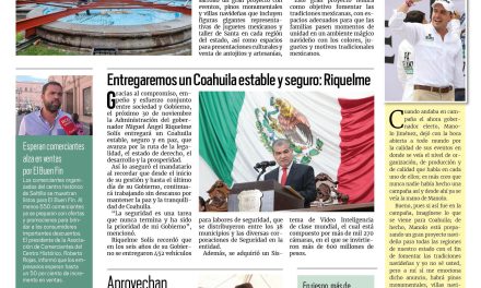 Portada RCG Media [12 de noviembre de 2023] Prepara Manolo un proyecto navideño para todas las regiones; entregaremos un Coahuila estable y seguro: Riquelme
