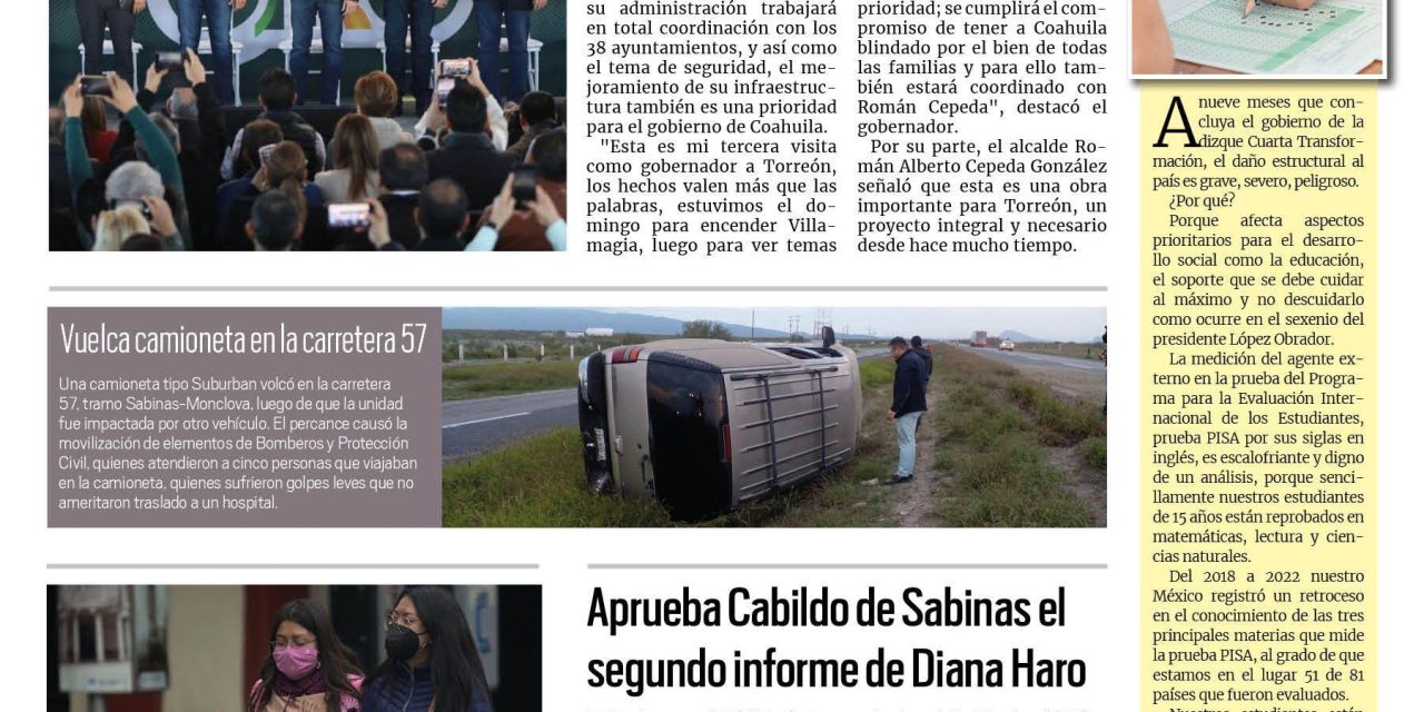 Portada RCG Carbonífera [8 de diciembre de 2023] Vamos pa’ delante con grandes obras: Manolo; Sequía provoca migración de especies y más…