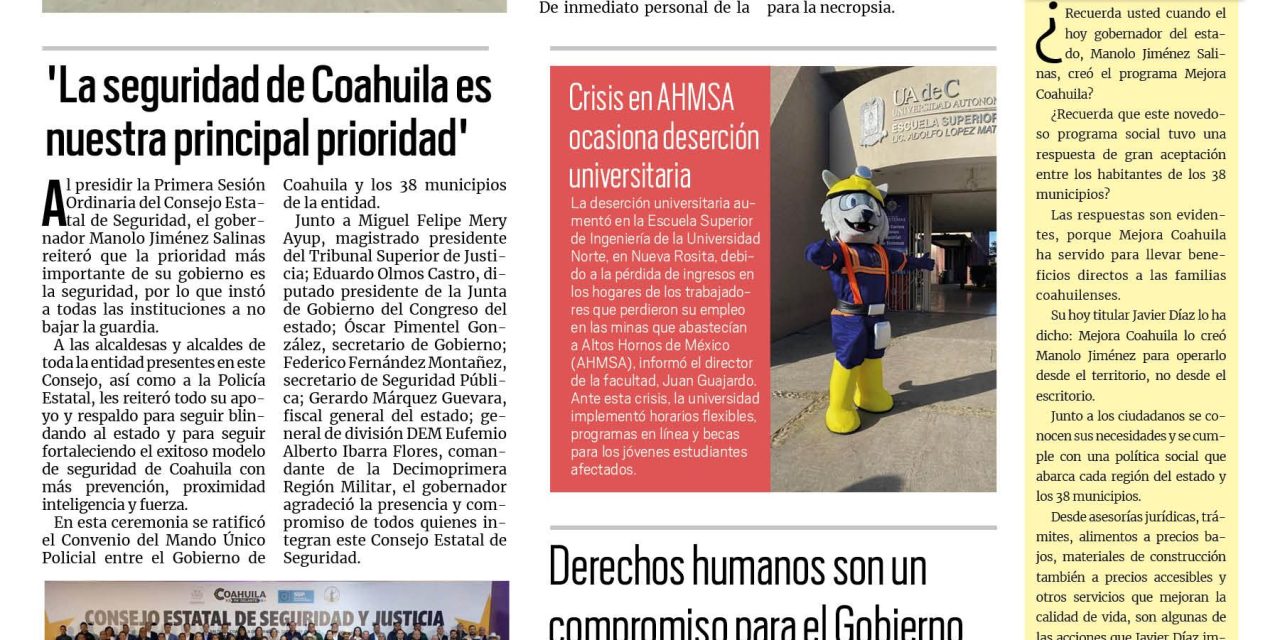 Portada RCG Centro [7 de diciembre de 2023] Madre se quita la vida en Monclova; Vinculan a proceso a maestro del Cecytec Castaños por acoso y más…