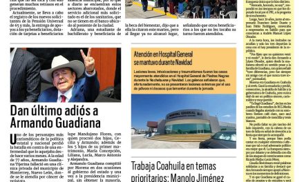 Portada RCG Fronteriza [27 de diciembre de 2023] Alertan por caos en entrega de apoyos y registros de programas federales; continúan cerradas las oficinas del Simas Acuña y más…