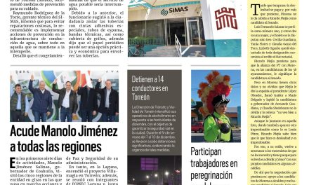 Portada RCG Lagunera [11 de diciembre de 2023] SIMAS Torreón emite medidas para proteger las tuberías; La Ola realiza limpieza nocturna en vialidades principales del municipio y más…