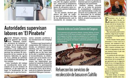 Portada RCG Media [29 de diciembre de 2023] ‘Construimos un Gobierno ciudadano para todo Coahuila’; autoridades estatales supervisan labores en ‘El Pinabete’ y más…