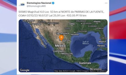 Se reporta sismo de 4 grados  en Parras de la Fuente