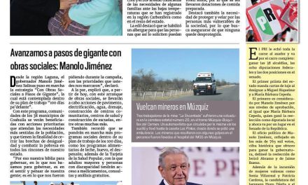 Portada RCG Carbonífera [18 de enero de 2024] Apoya Diana Haro ante heladas; entregan premio del Banquetazo Comercial y más…