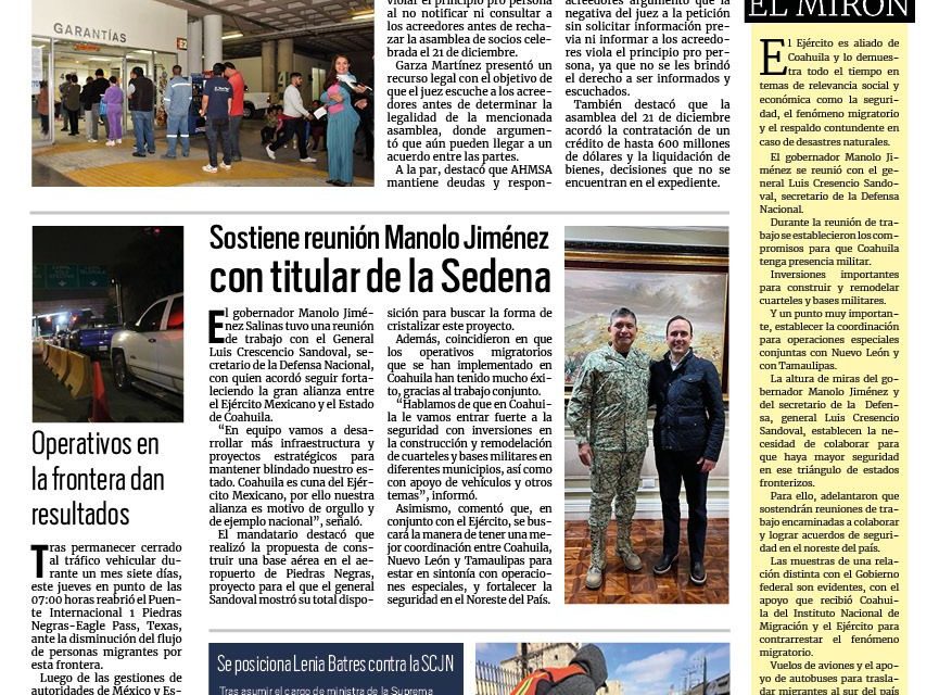 Portada RCG Centro [05 de enero de 2024] Señalan a juez de distrito por rechazar asamblea de socios; anuncian más traslados al nuevo penal y más…