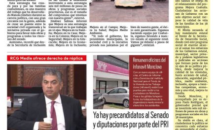 Portada RCG Centro [17 de enero de 2024] Estrategia Mejora mueve a Coahuila pa´delante: Manolo Jiménez; implementa IMSS nuevo modelo de atención y más…