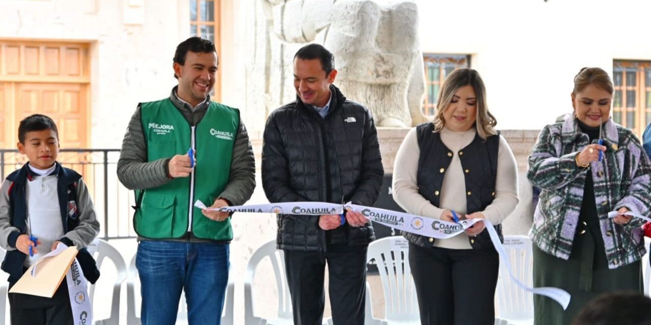 Realizan inversión millonaria en remodelación de explanada de escuela de Acuña