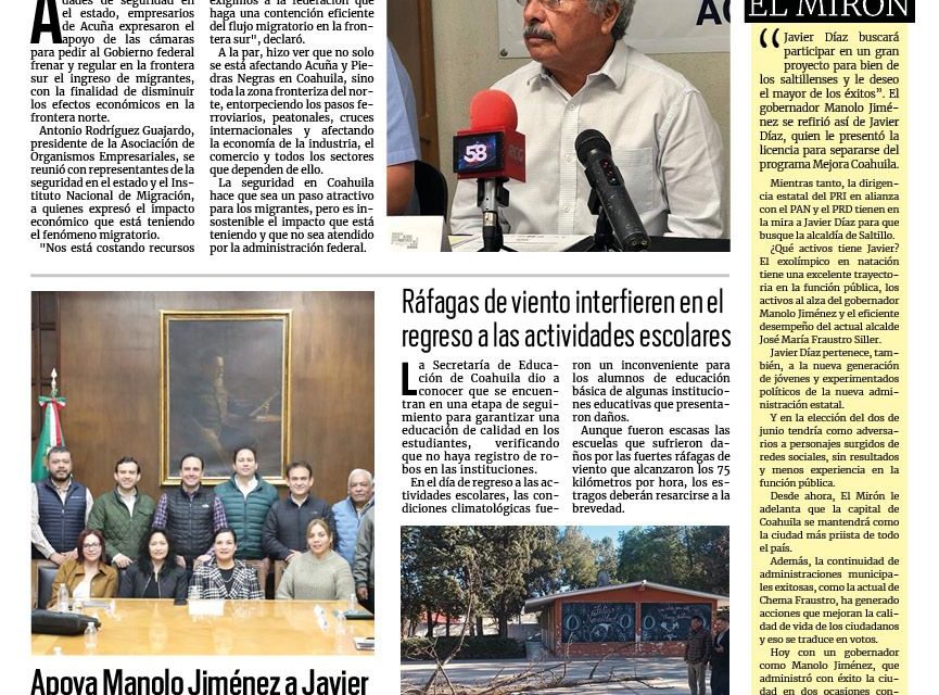 Portada RCG Fronteriza [09 de enero de 2024] Piden empresarios frenar paso de migrante; invita IMSS a capacitación en línea y más…