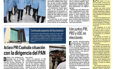 Portada RCG Lagunera [10 de enero de 2024] Inicia Coahuila el año con nuevas inversiones; alistan inicio de la obra ‘Giro Independencia’ y más…