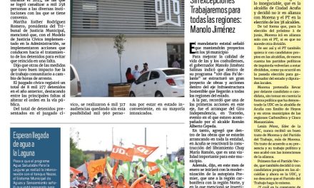 Portada RCG Lagunera [08 de enero de 2024] Destacan trabajo del Tribunal de Justicia de Torreón; concluyeron obras de pavimentación en distintas zonas y más…