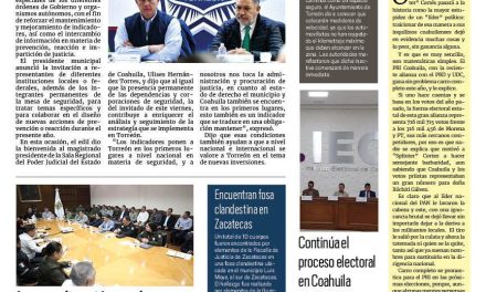 Portada RCG Lagunera [13 de enero de 2024] Refuerzan coordinación en materia de seguridad; facilitan trámite de licencias de funcionamiento y más…