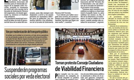 Portada RCG Lagunera [19 de enero de 2024] Inicia ciclo escolar de la Escuela de Enfermería; concluye recarpeteo en lateral del periférico y más…