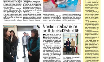 Portada RCG Lagunera [29 de enero de 2024] Brindan mantenimiento a señalética de Torreón; promueven la prevención de accidentes en niños y más…