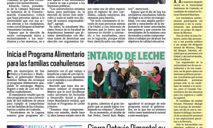 Portada RCG Lagunera [31 de enero de 2024] Repudian injerencia política en autonomía de la UAdeC; inicia el Programa Alimentario para las familias coahuilenses y más…