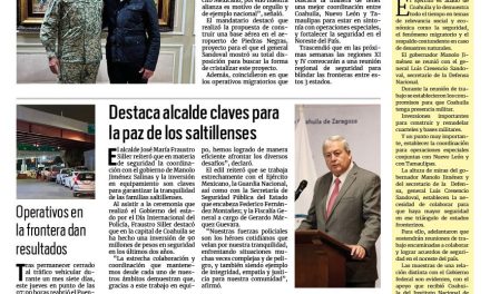 Portada RCG Media [05 de enero de 2024] Sostiene reunión Manolo Jiménez con titular de la Sedena; destaca alcalde claves para la paz de los saltillenses y más…