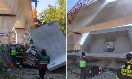 Video: Se cae estructura en construcción del Tren México-Toluca y hombres se salvan de milagro