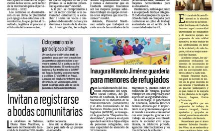 Portada RCG Carbonífera [1 de febrero de 2024] Legitima comunidad universitaria triunfo de Octavio Pimentel; Invitan a registrarse a bodas comunitarias en Sabinas y más…