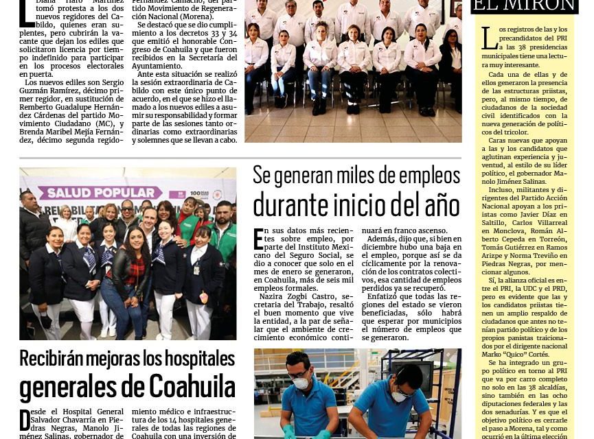 Portada RCG Carbonífera [13 de febrero de 2024] Diana Haro toma protesta a nuevos regidores; San Valentín trae derrama económica a Sabinas y más…