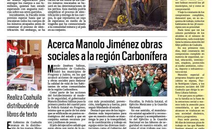 Portada RCG Carbonífera [24 de febrero de 2024] Identificarán restos de mineros rescatados en Mina El Pinabete; Padres de familia del CBTis 20 donan vehículo y más…