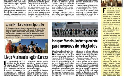 Portada RCG Centro [1 de febrero de 2024] Legitima comunidad universitaria triunfo de Octavio Pimentel; Llega Marina a reforzar seguridad en la región Centro y más…