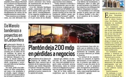 Portada RCG Fronteriza [2 de febrero de 2024] Piden saltillenses a manifestantes liberar V. Carranza; viajan 22 acuñenses a NL para operación de cataratas y más…