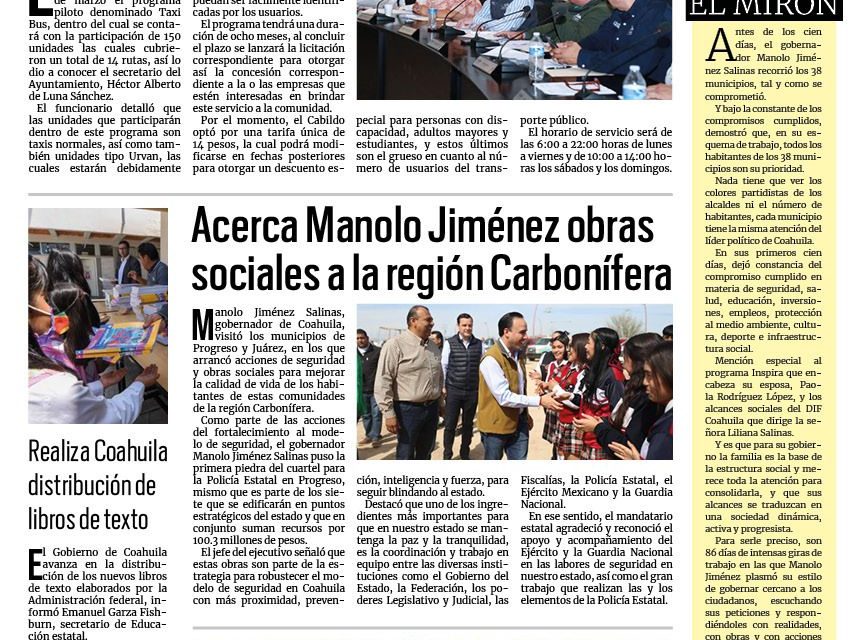 Portada RCG Fronteriza [24 de febrero de 2024] Aprueba Acuña nuevo sistema de transporte público; mantiene DIF Acuña campaña del ‘Pañatón’ y más…