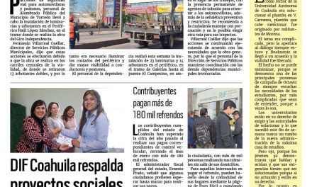 Portada RCG Lagunera [4 de febrero de 2024] Colocan luces en tramo del ‘Giro Independencia’; Carrera de la Constitución estará en el Paseo Colón y más…