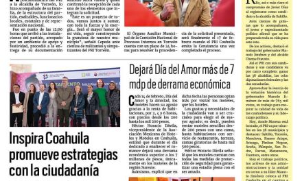 Portada RCG Lagunera [11 de febrero de 2024] Va Román Cepeda por reelección en Torreón; Limpian canales y pozos de captación de agua de lluvia y más…