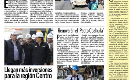 Portada RCG Lagunera [12 de febrero de 2024] Mejoran movilidad con mantenimiento a semáforos; embellecen los accesos del ejido La Paz y más…