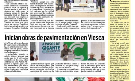 Portada RCG Lagunera [14 de febrero de 2024] Arribarán más inversiones a Coahuila: Manolo Jiménez; invitan a mujeres a realizarse el Papanicolaou y más…