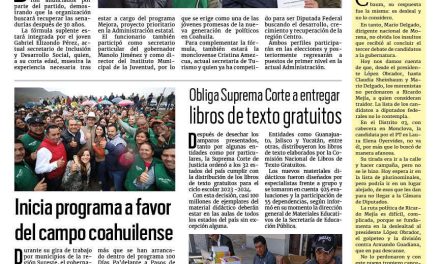 Portada RCG Lagunera [16 de febrero de 2024] Se anuncian nombres de suplentes al Senado del PRI; se espera alza en turismo por eclipse y más…