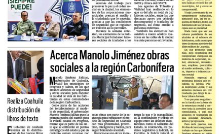 Portada RCG Lagunera [24 de febrero de 2024] Destacan apoyo de policías y agentes de tránsito; dan a conocer el informe anual de la Dirección de Servicio Públicos y más…