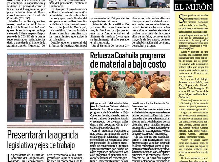 Portada RCG Lagunera [26 de febrero de 2024] Tendrá Tribunal Municipal certificación en Reglas Mandela; mantienen preparación mujeres campesinas y más…