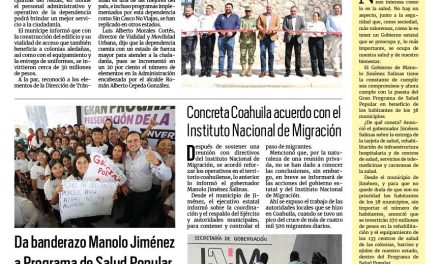 Portada RCG Lagunera [28 de febrero de 2024] Entregan nuevo edificio de la Dirección de Tránsito en Torreón; arrancan obras en el jardín de niños Ejército Mexicano y más…