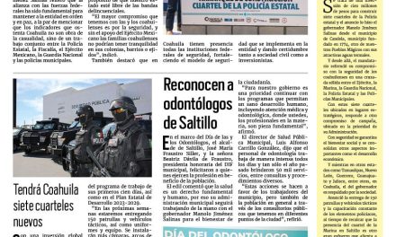 Portada RCG Media [9 de febrero de 2024] Destacan trabajo del Ejército Mexicano por la seguridad de Coahuila; reconocen a odontólogos de Saltillo y más…