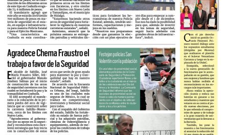 Portada RCG Media [15 de febrero de 2024] Continúan las acciones para fortalecer el blindaje de Coahuila; agradece Chema Fraustro el trabajo a favor de la Seguridad y más…
