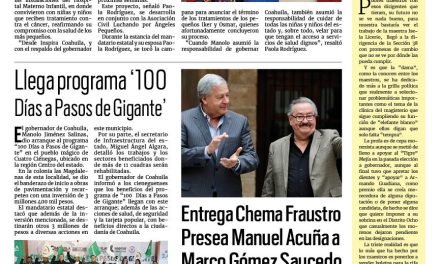 Portada RCG Media [18 de febrero de 2024] Coahuila refrenda compromiso en la lucha contra el cáncer infantil; Entrega Chema Fraustro Presea Manuel Acuña a Marco Gómez Saucedo y más…