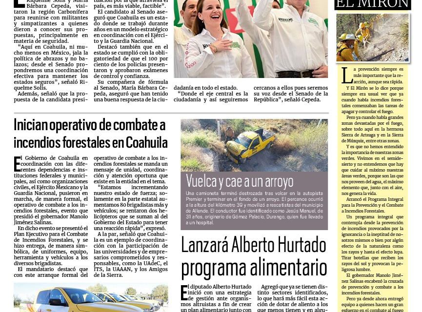 Portada RCG Carbonífera [6 de marzo de 2024] Visitan Riquelme y Cepeda la región Carbonífera; no cesa el vandalismo en las escuelas de Rosita y más…