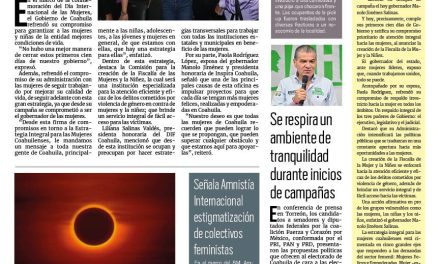 Portada RCG Carbonífera [09 de marzo de 2024] Unen fuerzas en Coahuila a favor de las mujeres; tragedia en Mineral de Palaú; incendio devasta hogar a y más…