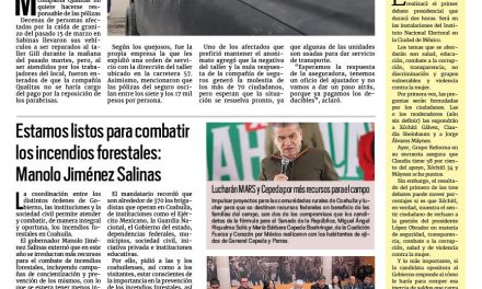 Portada RCG Carbonífera [20 de marzo de 2024] No cumple aseguradora a afectados de granizada; riñas ocurren entre escuelas rivales y más…